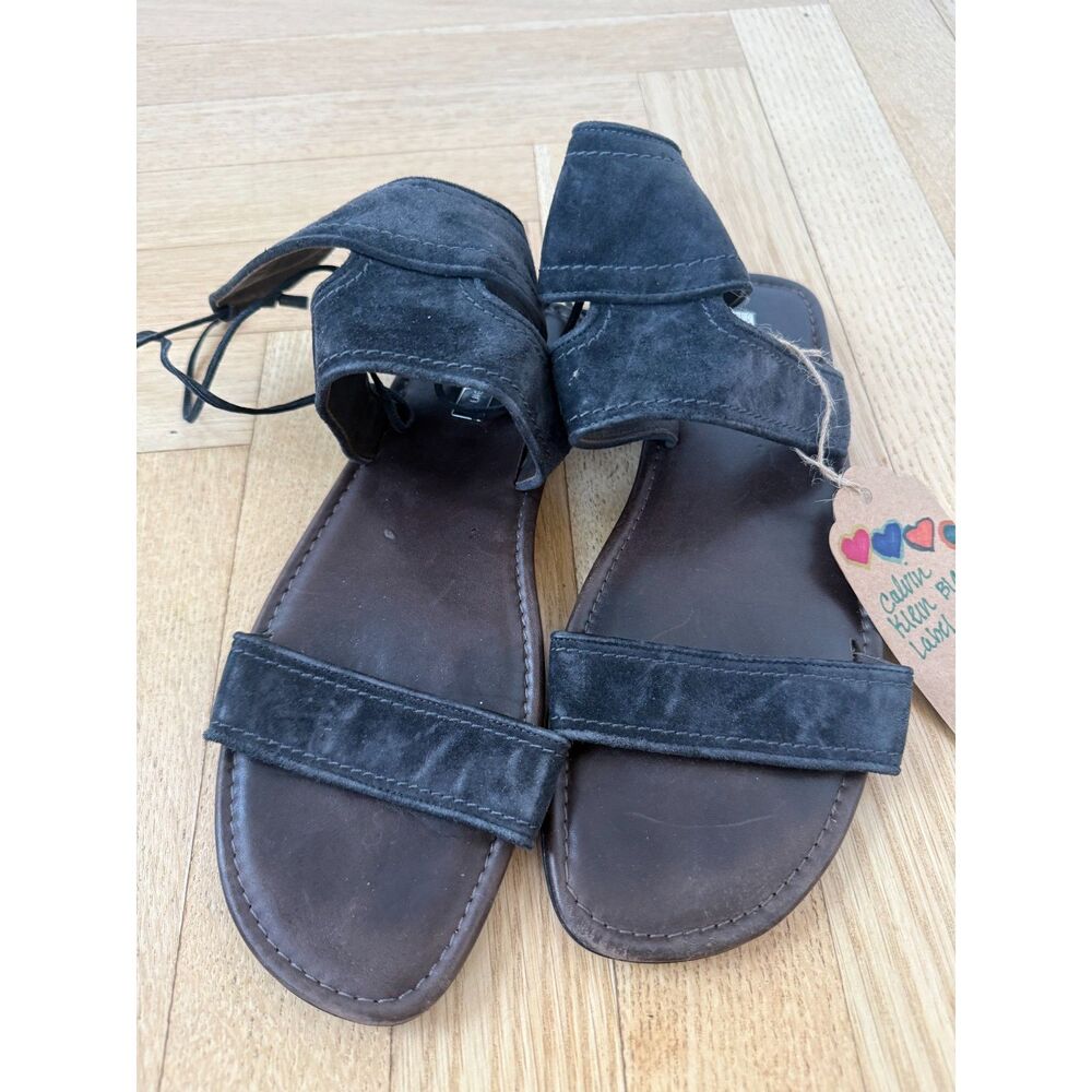 CALVIN KLEIN COLLECTION - Dark Grey Suede Gladiator Sandals - sz 7